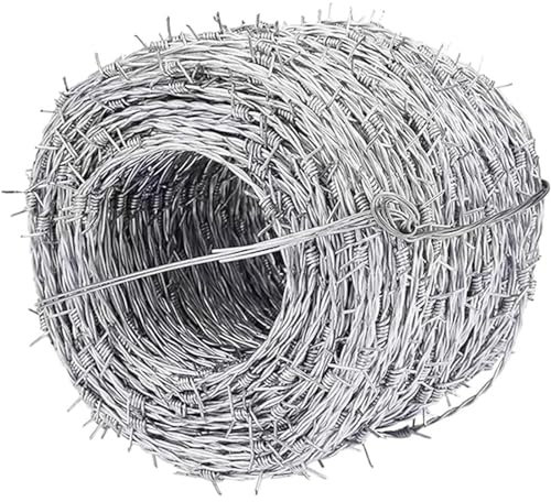 CINVSERW Alambre De Espino, 4 Puntas Alambre De Púas Multiusos Rollo De Alambre, Alambre De Enredo 2 Hilos, para Proteger Su Jardín O Patio (450M)