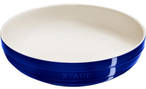 STAUB Auflaufförmchen aus Steingut, Keramik, 29,2 cm, flache Servierschale, Dunkelblau
