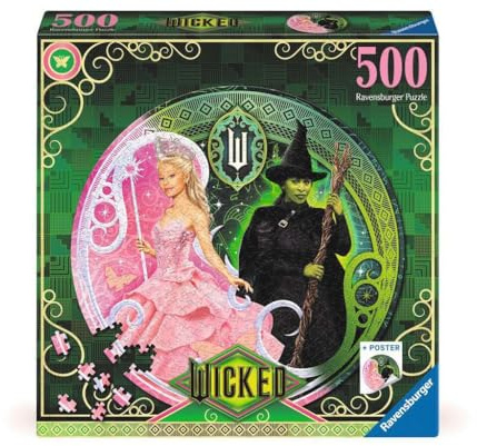 Ravensburger Wicked the Movie Round 500 Piece Jigsaw Puzzle for Adults and Kids, Elphaba and Glinda Design, Ages 10 Years and Up