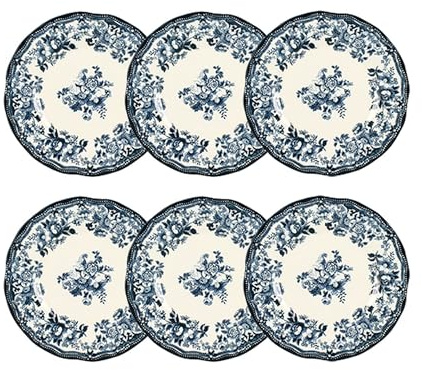 NOVASTYL - Lot 6 assiettes desserts en porcelaine bleu faustine 20cm - 2614232