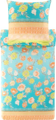 Bassetti POSILLIPO Bettwäsche + 1 Kissenhülle aus 100% Baumwollsatin in der Farbe Grün V1, Maße: 155x220 cm - 9327402