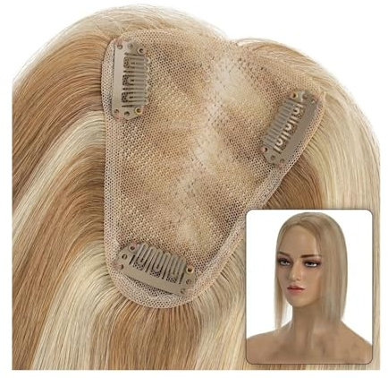 Haartopper für Frauen Haar-Topper, 8 x 10 cm, handgefertigt, feine Mono-Basis, Damen-Topper, Clip-in-Echthaarverlängerungen, 6–14 Zoll, glattes Haar, Einzelknoten, Mono-Haarteil Haarteil Topper Toupet