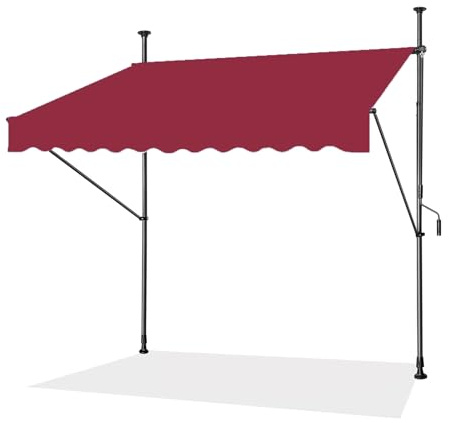 Markise balkon ohne bohren Klemmmarkise,Balkon sichtschutz markise balkon,Höhenverstellbare Markise mit Handkurbel,Sonnenschutz Markise für Terrasse Balkon Veranda ( Color : Rosso , Size : 350cm )