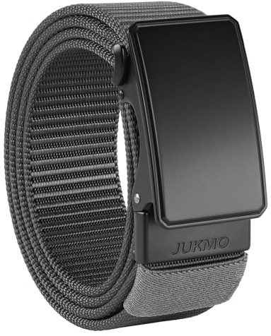 JUKMO Automatik Gürtel Herren, 3,8cm Nylon Ratsche Freizeit für Jeans | Schiebeschließe, ohne Löcher, zuschnittbar zum Anpassen, Geschenkbox