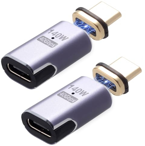 IVIVTOR USB C Magnet Adapter - 2 Stück 140W magnetisch usbc Adapter - 40gbps USB-c Magnetic stecker 24 pin geeignet für Laptop Tablet Handy