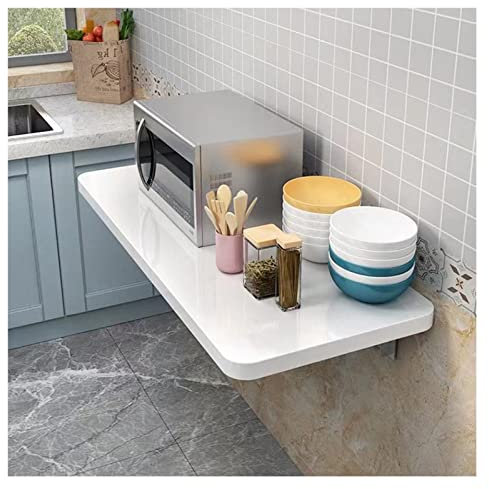 Wandmontierter Klapptisch, platzsparender Hängetisch für Arbeitszimmer, Schlafzimmer, Badezimmer oder Balkon (Farbe: Weiß, Größe: 60 x 40 cm/23,62 x 15,75 Zoll)