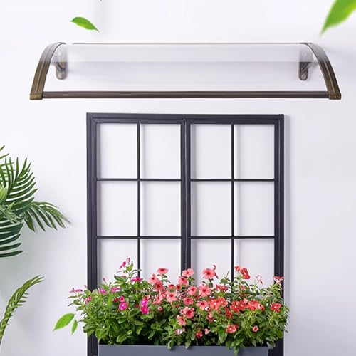 ABWGLRN Stumme Polycarbonat-Abdeckung, Gebogene Türvordach-Markise, UV-beständiger Fenster-Regenschutz, Aluminium-Veranda-Markisenschutz, Dachvordächer, für Gartenterrasse im Freien, moderner Stil (