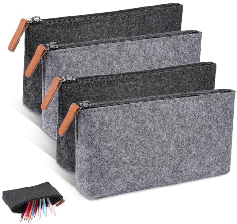 Puedno Filz Mäppchen, Federmäppchen mit Reißverschluss, Kosmetiktasche Filz, Multifunktions Briefpapier Beutel für Stifte Bleistifte Leuchtmarker (4, 22×11cm)