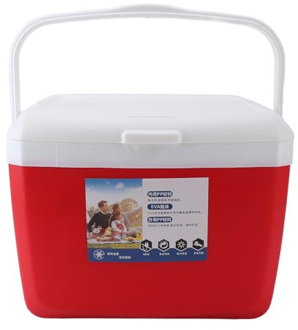 Isolierte Tragbare Kühlbox, Hartkühler Lunchbox mit Griff für Camping, Tailgating, Strand, Picknick, Lebensmittel, Bootfahren, 13 L Auslaufsichere Outdoor Picknick Kühlbox, (Rot)