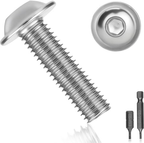 Pyroclasia 25 Tornillos de Cabeza Alomada M5x30 Tornillos de Acero Inoxidable A2 V2A ISO 7380 Plana Tornillo de Rosca Completa con Brida Hexágono Interior para Reparación de Maquinaria y Muebles