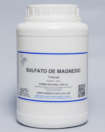 Sal de Epsom o Sulfato de Magnesio Heptahidratado 100% Puro Power natural life | Sin Aditivos u Olores | Grado Alimentario | Envase de 1kg