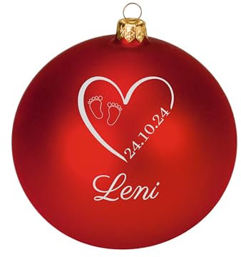 Weihnachtskugel Ø8cm aus Glas mit Gravur Baby, Matt Rot, Mein erstes Weihnachten, personalisiert, Christbaumkugel, Ornament, Weihnachtsbaum Schmuck/Deko, Geschenkidee Weihnachten (Rot Matt, Baby)