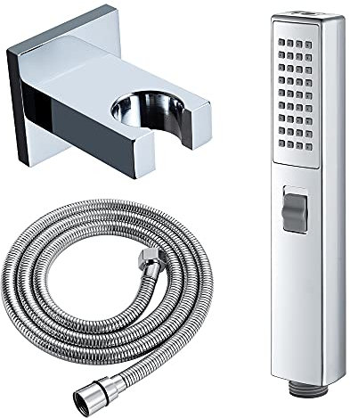 Aioneer Pommeau De Douche À Main Haute Pression, Ensemble De Pommeau De Douche À Main À 2 Fonctions, Ensemble De Pommeau De Douche Carré avec Tuyau De Douche De 1,5 M Et Support