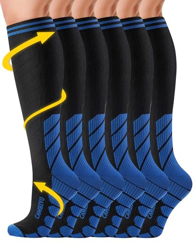 CAMBIVO Bas de Contention Femme Homme 3Paires, Chaussettes de Compression 20-30mmHg, Chaussette Contention Classe 2, pour Circulation Sanguine, Course a Pied, Voyage Avion, Sport, Running, Infirmiere