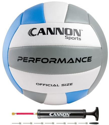 Cannon Sports Volleyboll i officiell storlek - vattentätt, mjukt PU-skydd för inomhus och utomhus volleyboll - perfekt för lagspel, träning, fritid, strandlek - pump ingår (kungsblå/vit/grå)