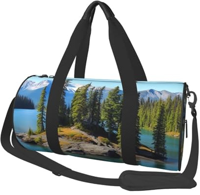 Sporttasche für Damen und Herren, Reisetasche, Seesack, Seesack, Motiv: Spirit Island im See, Wochenendtasche, Segeltuch, Handgepäcktasche für Reisen, Schwimmen, Fitness, Workout, Sport, Seesack,