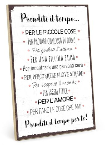 TypeStoff Targa in legno con frase - PRENDITI IL TEMPO - in stile vintage con citazione, ideale come regalo e decorazione, a tema amore e mindfulness - HS-00321-IT
