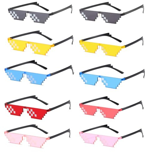 10 Piezas Gafas de Fiesta Pixeladas Gafas Fiesta Divertidas Mosaico Gafas de Sol Píxel Gafas de para Photocall Cumpleaños Coda Fiestas Cumpleaños (5 Colores