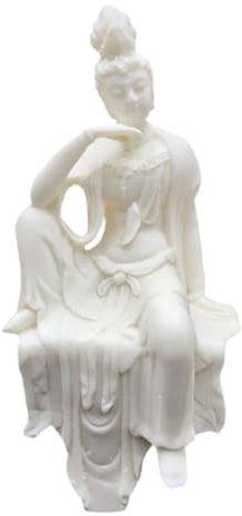 FUTUREORYY Guanyin Statue Buddha Figur Aus Nuss Chinesische Feng Shui Dekofigur Buddhistische Meditationsstatue Für Wohnzimmer Büro Teezimmer 12.50 X 6.00 X 4.50 cm