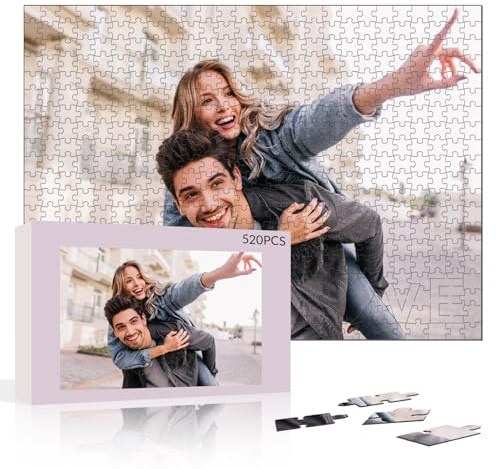 Personalisiertes Puzzle von Foto – 70/300/500/1000, personalisiertes Puzzle, Holz mit Bild, Geschenke für Familie, Freunde, Liebhaber zur Hochzeit, Geburtstag, Weihnachten, Valentinstag (520 Stück)