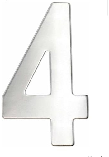 Numeri Civici Adesivi Esterno 75mm in Acciaio Inox Satinato | Numeri 0-9 Autoadesivi per Porta, Muro, Cassetta Postale, Citofono | Impermeabili e Resistenti – Argento 9368059 (Argento, 4)