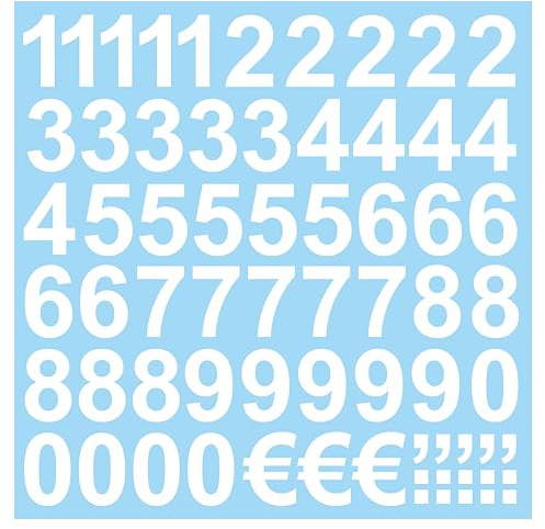 50 Klebezahlen Höhe 3cm weiss weiß matt aus Folie wetterfest selbstklebend Zahlen Aufkleber Sticker Klebezahl Zahl Nummern Nummerierung Preisauszeichnung Beschriftung Modellbau verzieren