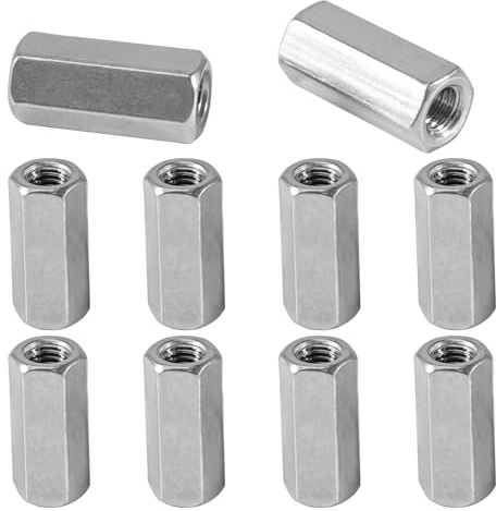 10 Stück M8x30mm Langmutter, Sechskant Verbindungsmuttern Verzinkt Stahl | Sechskant Gewindemuffen Gewindehülse, Langen Sechskantmuttern, Distanzmuffen für Haushalts Bürogeräte Montageschrauben