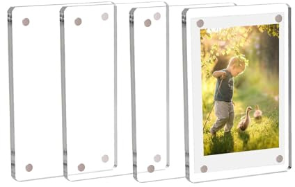 Pevlkawr 4 Stück Transparenter Acryl-kühlschrank-magnet-bilderrahmen 6x9 Cm Magnet Bilderrahmen Doppelseitiger Kühlschrank Fotorahmen Für Spind Wand