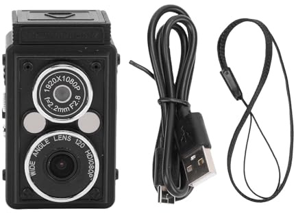 Mini Retro Digital Camera, 1080P HD 12MP Portable Twin Lens Style Vintage Camera, Pockets Vlog Digital Cameras with Wrist Strap for Teens Adults Beginner