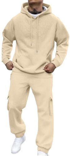 2 Men's Piece Tracksuit Set - Full Zip Warm Fleece Hooded Sweatshirt, Long Sleeve Casual Sports Jacket, Joggers Sweatpants Bottoms with Pockets, Athletic Gym Running Sweatsuit, Fit Track Sportswear