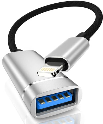 Lightning auf USB Adapter, iPhone USB 3.0 OTG Adapter[MFi-Zertifiziert], Lightning USB Stick Adapter Kabel für iPhone 14 13 12 11 Pro, i Pad, Unterstützt Maus, Tastatur, U-Stick, Kartenleser, Kamera