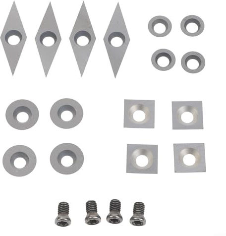 Set di 20 frese in carburo per tornio legno, include forme quadrate, rombo e rotonde per la lavorazione del legno