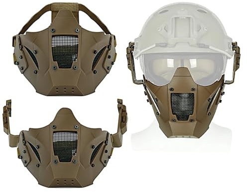 Maschera per casco tattico, traspirante, in rete di ferro, mezza maschera, copricapo per pistola ad aria compressa, sport all'aria aperta, da ciclismo, accessori per la caccia(Mud color)