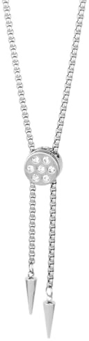Piceioep Collana unisex in acciaio inossidabile con catena a blocco scorrevole con forma rotonda e collana Bolo unisex con ciondolo in
