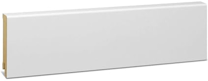 KGM Sockelleiste Modern MDF - Weiß, 2400 x 16 x 80 mm, 1 Stück | Fußleiste, foliert RAL9016, für PVC, Vinyl, Laminat & Parkett, mit Kabelkanal, Clip-Montage, PEFC-zertifiziert