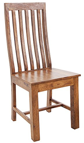 Invicta Interior riess-Ambiente massiver Stuhl MAKASSAR Sheesham Hochlehner Holzstuhl einzigartige Maserung Esszimmerstuhl Esstischstuhl Küchenstuhl Holzstuhl Stuhl ohne Armlehne