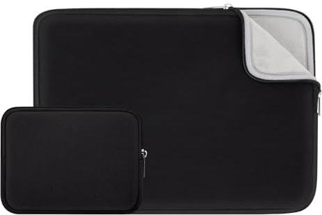 RAINYEAR 14 Zoll gepolsterte Laptoptasche Zubehörtasche, Schwarz | Passend für 14-Zoll-Notebooks Chromebooks, 15-Zoll-MacBook Air (M2 M3 M4 M5) Tragetasche mit weichem, flauschigem Innenfutter