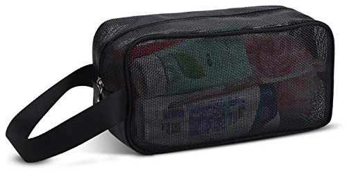 Moyad Mesh Shower Caddy Portable Toiletry Bag College Dorm Room Essentials for Girls Guys Gym Bag Camping Organizer Hanging Bathroom Mesh Bag, Black
