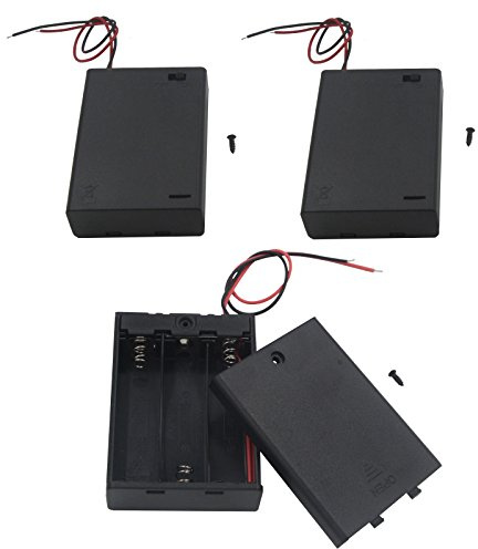 LAMPVPATH 3Pcs 3 AA Battery Holder with Switch, 4.5V Battery Holder with Switch, 3X 1.5V AA Battery Holder Case with Wire Leads and ON/Off Switch(3 Pack)