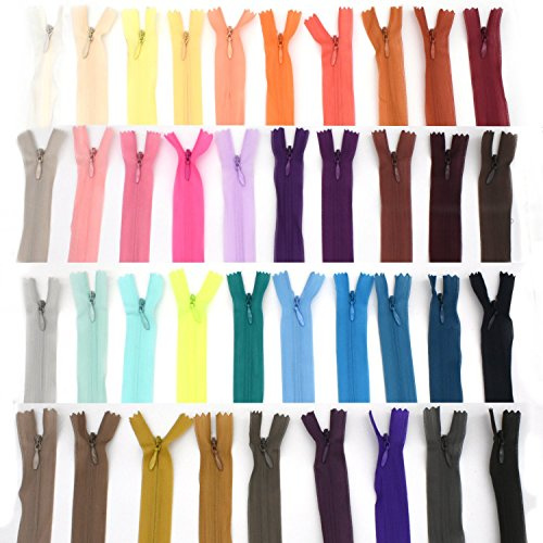 E-Goal 39 Farben, 45 cm, Nähen, Nylon-Spule, geschlossenes Ende, unsichtbare Reißverschlüsse für selbstgemachte Taschen, Kleidung
