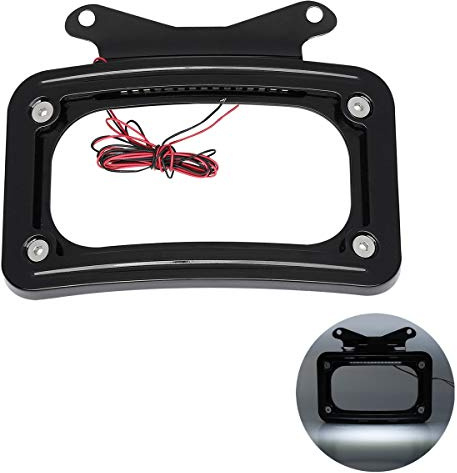 TCT-MOTORPARTS Curved License Plate Frame W/LED Light Fit for Harley Touring Street Glide 2010-2025, FLHX, FLHXS, FLHXST, FLTRX, FLTRXS, and FLTRXST