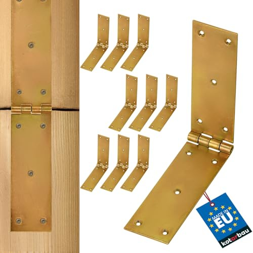 KOTARBAU® Kistenband 10 St. Scharnier Gerollte Tischband Möbelscharnier Gelb Verzinkt Torband Möbelband Türscharnier 2 Flügel Top-Qualität 300 x 50 mm