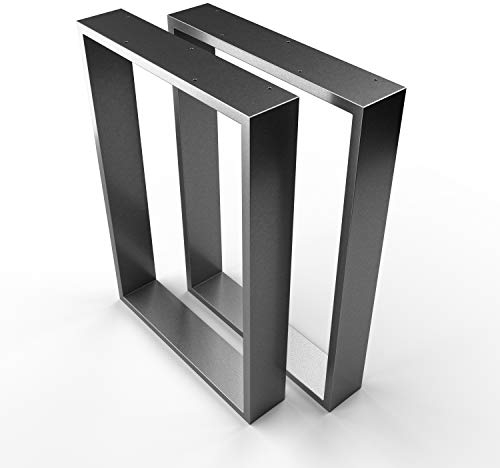 sossai® XXL Stahl Tischkufen TKK3 | Rahmenprofil: 100 mm x 20 mm | Breite 70 cm x Höhe 72 cm | Farbe: Anthrazit | 2 Stück | Industrial Style Tischbeine, Tischgestell
