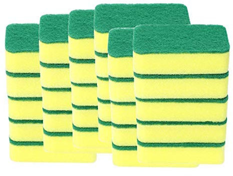30 x Anti-Scratch Scouring Pads for Scrubbing Dishes, 4.3 x 2.8 Inches - Yellow