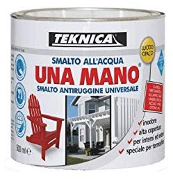 Smalto all'acqua LUCIDO UNA MANO smalto antiruggine universale- 500 ml (BIANCO LUCIDO)