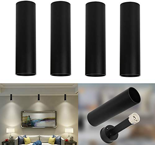 Klighten 4 Pcs Foco de Techo Negro GU10 Lampara Focos Techo Superficie, Luz de Techo Redonda de Aluminio, Moderna Focos superficie para Cocina, Sala, 56 x 200 mm, Bombilla no Incluida