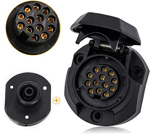 TaimeiMao Adattatore per rimorchio, Adattatore per Il Collegamento di Rimorchi e Roulotte, Camion Gancio Traino Caravan Plug Presa, convertitore Elettrico Presa connettore (13 perni)