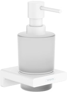 hansgrohe AddStoris - Seifenspender, Lotionspender für Wandmontage, Flüssigseifenspender, verdeckte Befestigung, Badezimmer Zubehör, Mattweiß, 41745700