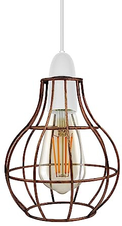 LEDSone E27 Vintage Metall Lampenschirm Retro Industrial Drahtkäfig Lichtkäfig Gebürstetes Kupfer