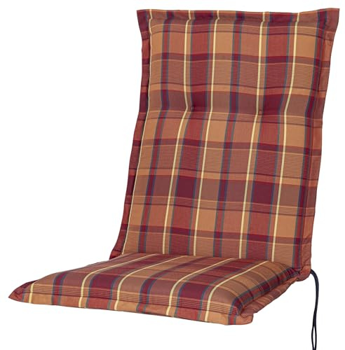 KETTtex 2136 Auflage Mittellehner Florence orange-rot kariert 110x49x8 cm Sitzpolster